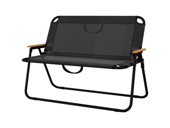 Chaise pliante noire & naturelle assise respirante accoudoirs bois-plastique