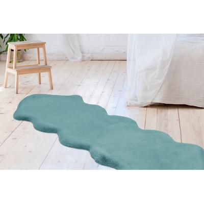 Fellteppich ARTE ESPINA "Rabbit 300", blau (türkis), B:60cm H:35mm L:180cm, Kunstfaser, Teppiche, Fellteppich, Kunstfell, Kaninchenfell-Haptik, supersoft, ideal als Bettvorleger