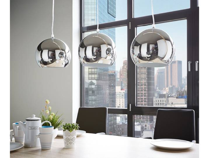 Plafonnier Pentola 75 cm chromé argent métal