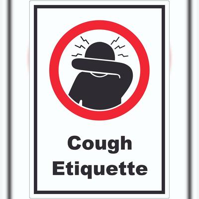 HB-Druck Cough Etiquette Symbol und Text Aufkleber A0 (841x1189mm)