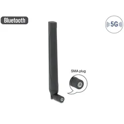 DeLOCK 5G LTE Antenne SMA Stecker -0,5 - 2,3 dBi omnidirektional mit Kippgelenk schwarz