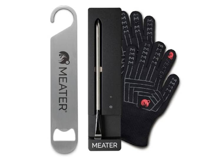 MEATER SE-Bundle: Smartes kabelloses Fleischthermometer für die tägliche Küche mit hitzebeständigen Handschuhen & Barmesser-Öffner Bluetooth-Reichweite für Ofen, Herdplatte, Heißluftfritteuse & mehr