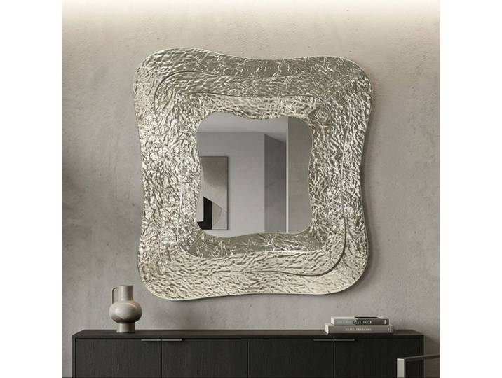 Miroir mural carré asymétrique 74x79 cm Soleria Argenté