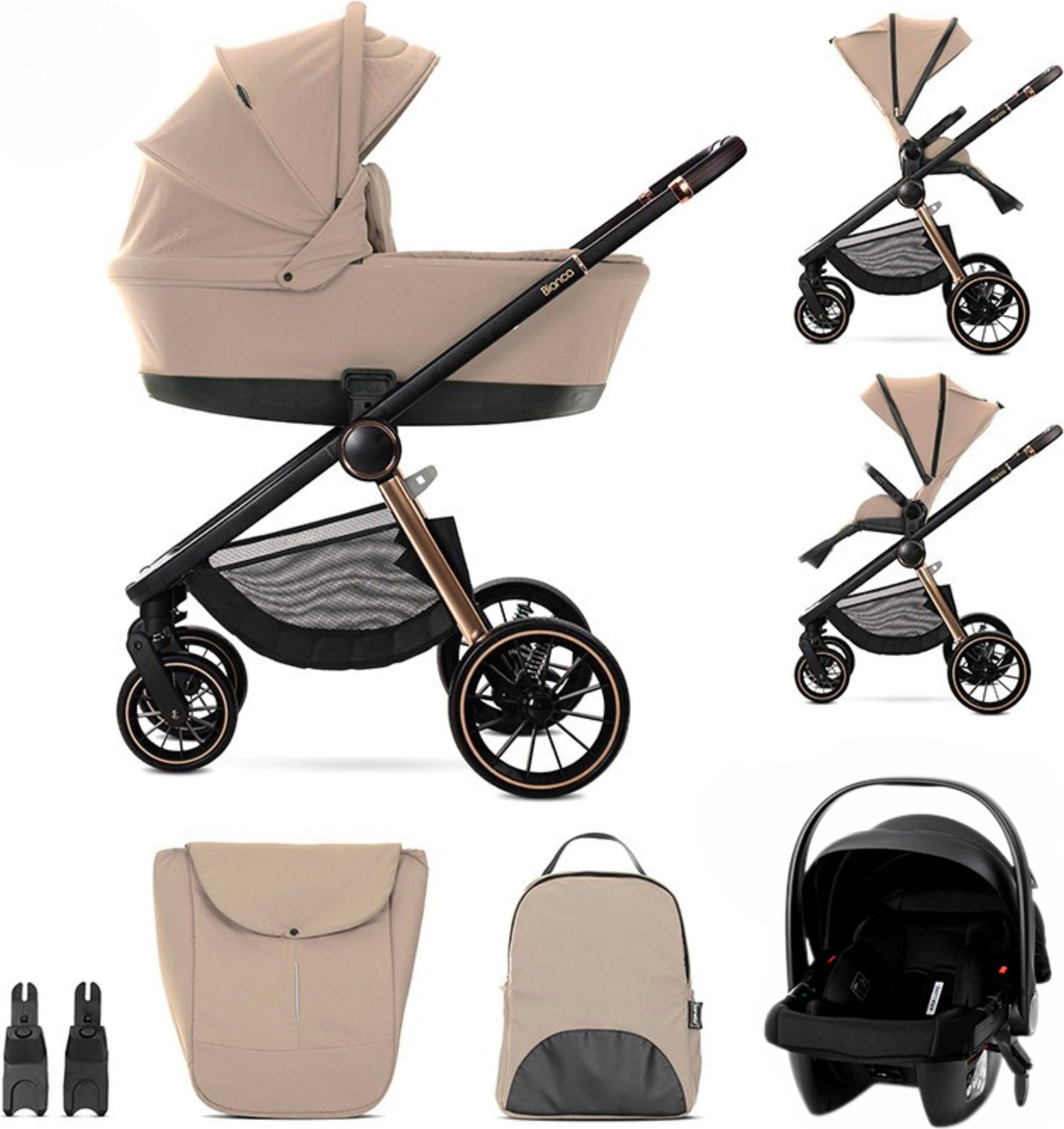 Lorelli Bianca 3-in-1-Kombikinderwagen mit XL-Gondel und Babyschale