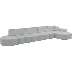ECKSOFA Ottomane Rechts LIVO-L3 - 422x173x79,5 cm Grau