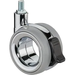 BS Rollen, Möbelrollen, Design-Doppelrolle, mit Feststeller,Rad Ø 75mm, F353, Polyurethan grau