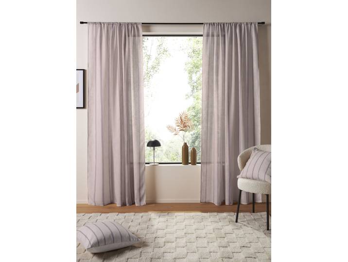 Gardine Zayla , rosa (creme), B:135cm H:245cm, Polyester, LEGER HOME BY LENA GERCKE, Gardinen, Gardine, Leinenoptik, Längsstreifen, Stangendurchzug, leichtes Material