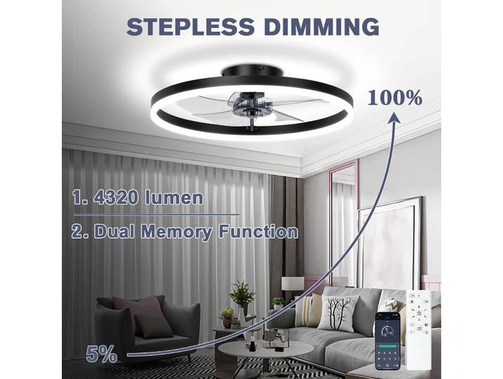 Contrôle intelligent du ventilateur de plafond, plafonnier optimisé à 6 vitesses, ventilateurs de pièce ultra-fins, chambre à coucher, couloir, balcon, domotique