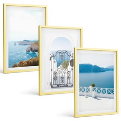 BILDER SET 3er Set - 40x60 cm Goldrahmen - Meeresarchitektur Griechenlands