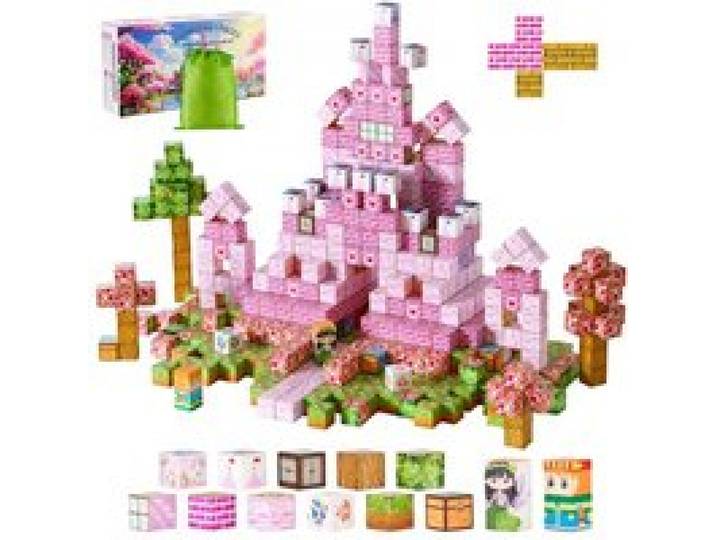 VEVOR Construction Magnétique Enfant 100 PCS Blocs de Construction Magnétiques, Château Princesse, Jouet Sensoriel Montessori STEM Empiler pour Cadeau Anniversaire, Noël, Garçons, Filles 3 Ans et Plus