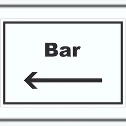 HB-Druck Bar Aufkleber mit Text und Richtungspfeil links Pub Kneipe waagerecht A2 (420x594mm)