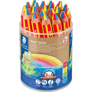 Staedtler Buntstifte Noris junior 1403 KP20, 3in1, Bunt-, Wachsmal- & Aquarellstift, in Köcher, 20 Stück