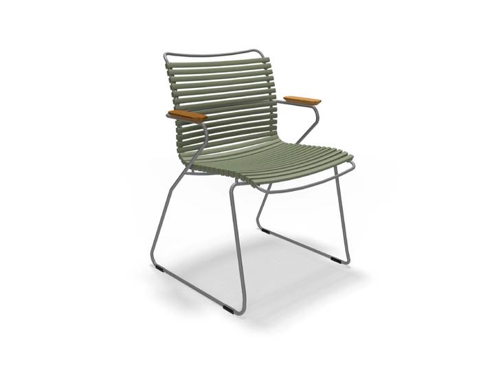 HOUE - CLICK Outdoor Dining Armlehnstuhl mit niedriger Lehne, olivgrün