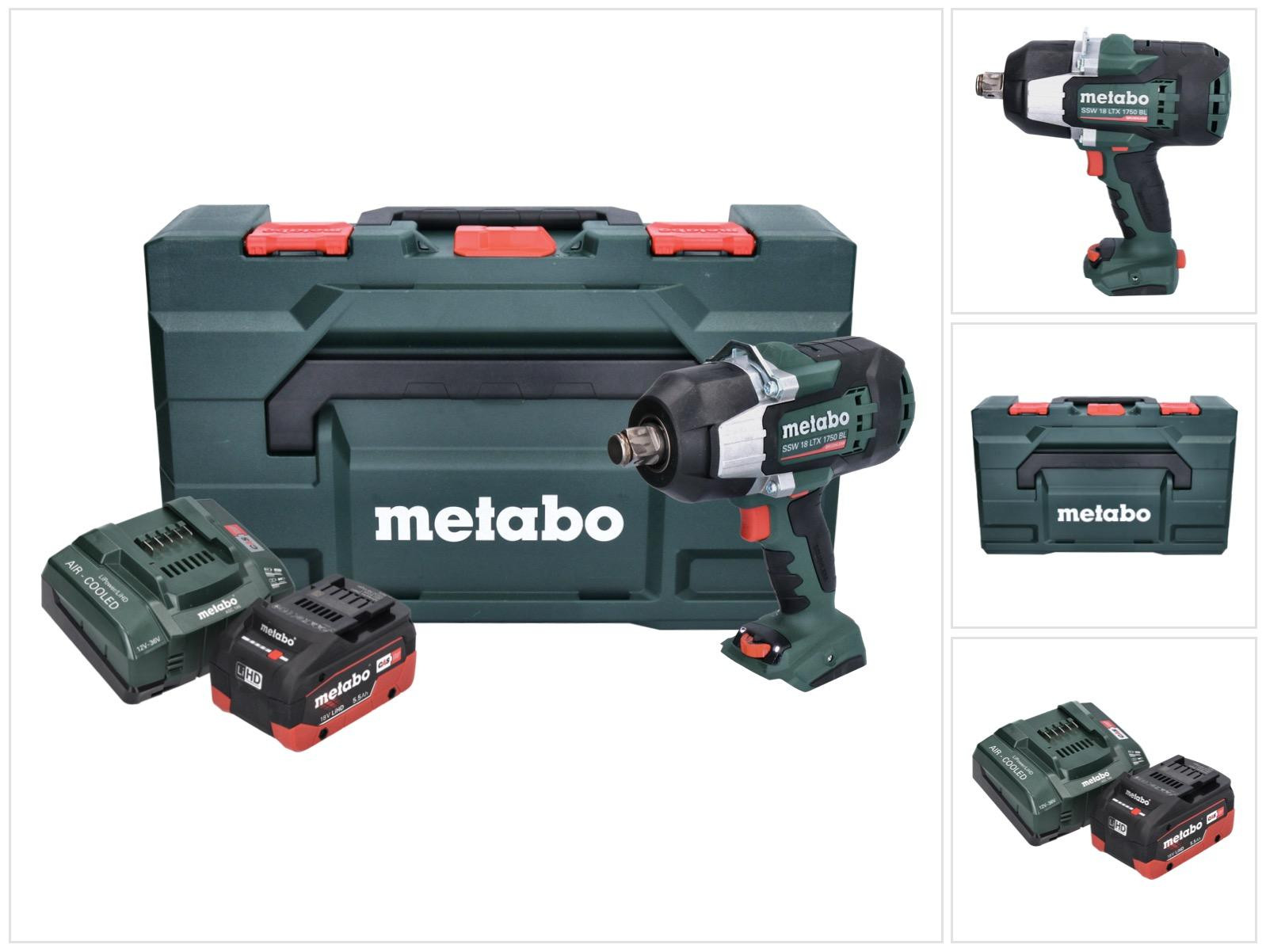 Metabo SSW 18 LTX 1750 BL Accuslagmoersleutel 18 V 1750 Nm 3/4 inch Borstelloos met 5,5 Ah Accu en Lader in metaBOX