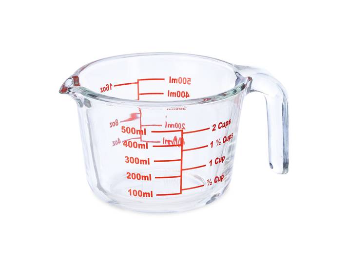 Messbecher Glas 500ml Rot-Transparent