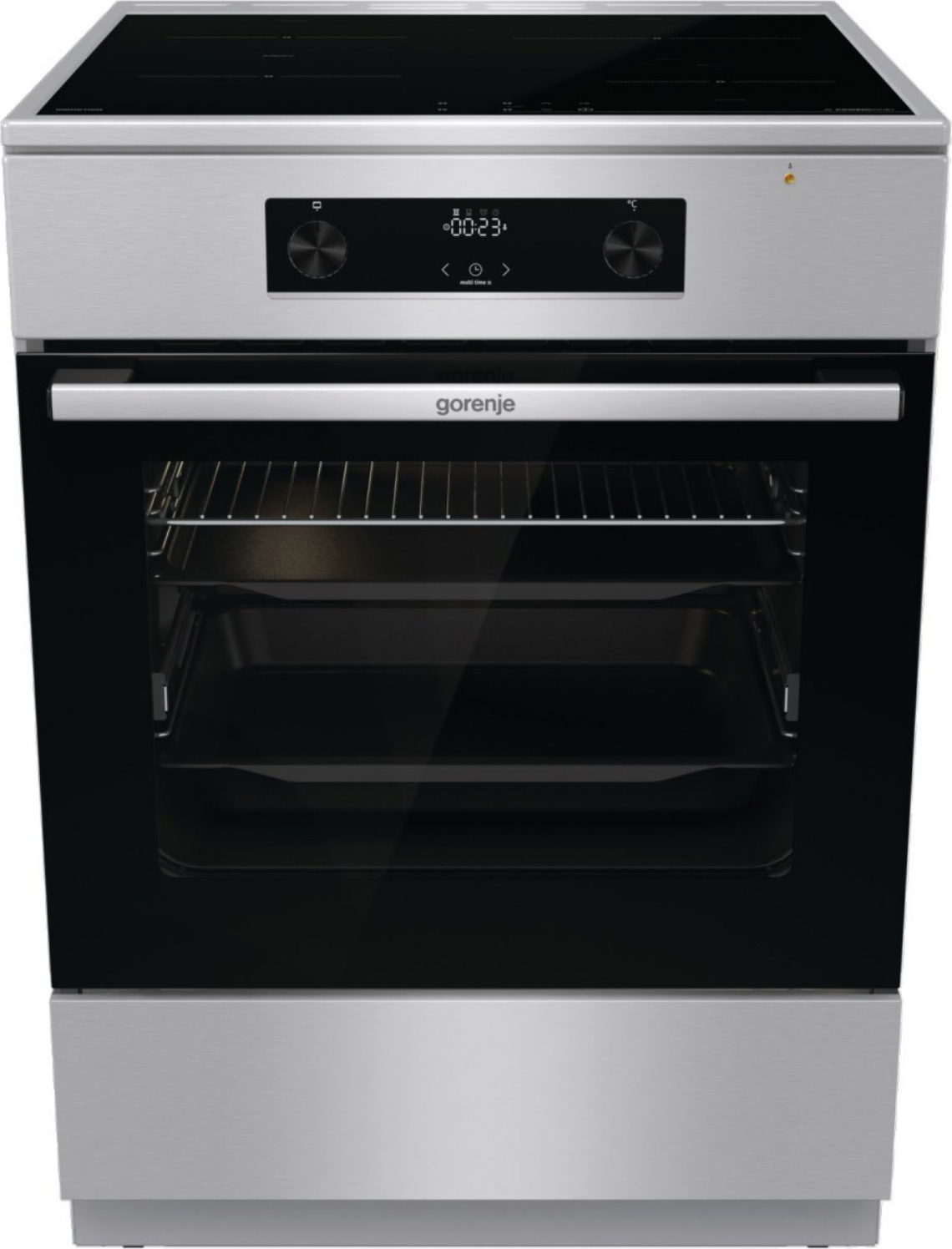 Gorenje GEIT6C60XPG Elektroherd, Freistehender Herd, Edelstahl, Berührung, Edelstahl, Edelstahl, Vorne oben