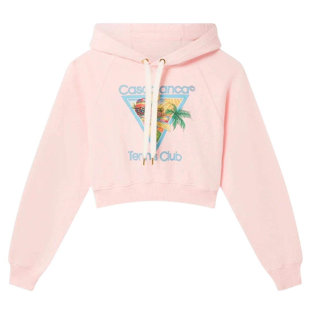 Casablanca Bedrukte Cropped Hoodie Afro Cubism Tennis Club Lichtroze Hoodies