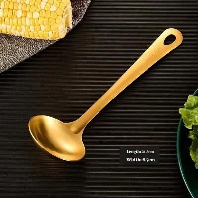 Uplifted Goods 6 Piece Stainless Steel Golden Korean Cutlery Set soup Ladle