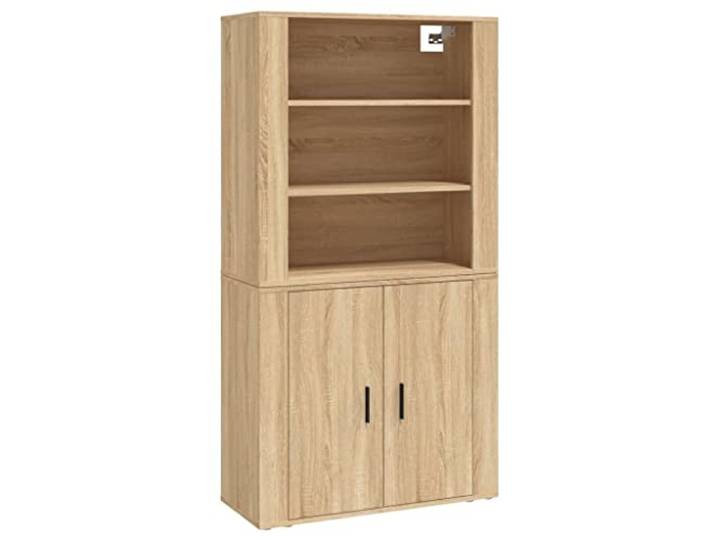 GHVBNMF Highboard Sonoma-Eiche 2-teilig Holzwerkstoff Schrank Platzsparender Lagerschrank für Wohnzimmer und Schlafzimmer mit flexibler Wandmontage und reichlich Stauraum