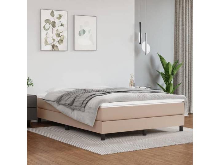 CHIC Lit adulte 2 places - 140x190 cm Structure/Cadre de lit cappuccino 140x190 cm similicuir #Sara83976