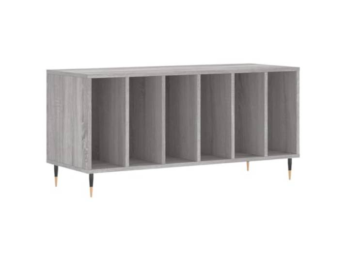 Plattenschrank Grau Sonoma 100x38x48 cm Holzwerkstoff Vinylschrank mit Eisenbeinen, robuste Oberplatte für Plattenspieler, geräumiger Stauraum für LP-Schallplatten,
