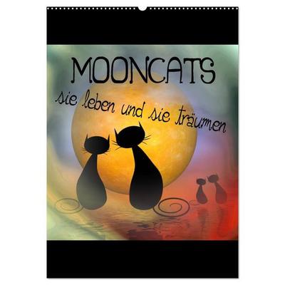 Mooncats - sie leben und sie träumen (Wandkalender 2027 DIN A2 hoch), CALVENDO Monatskalender