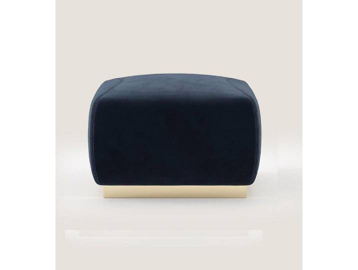 JVmoebel Hocker Luxus Blauer Hocker mit Edelstahlrand und Textilpolster (1 St., 1x nur Hocker), Made in Europa
