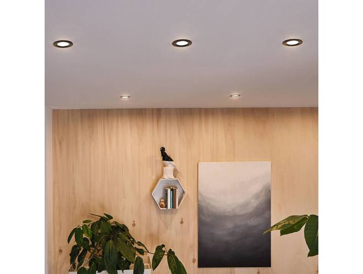 Paulmann LED-Spot Nova Coin 3er schwarz schwenkbar 2.700 K, schwarz, für Flurbereich, Aluminium, Modern