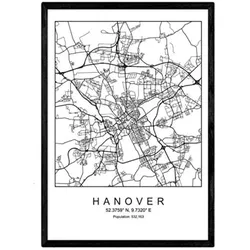 POSTER Hannover Minimalistische Stadtplanen A3 Rahmenlos