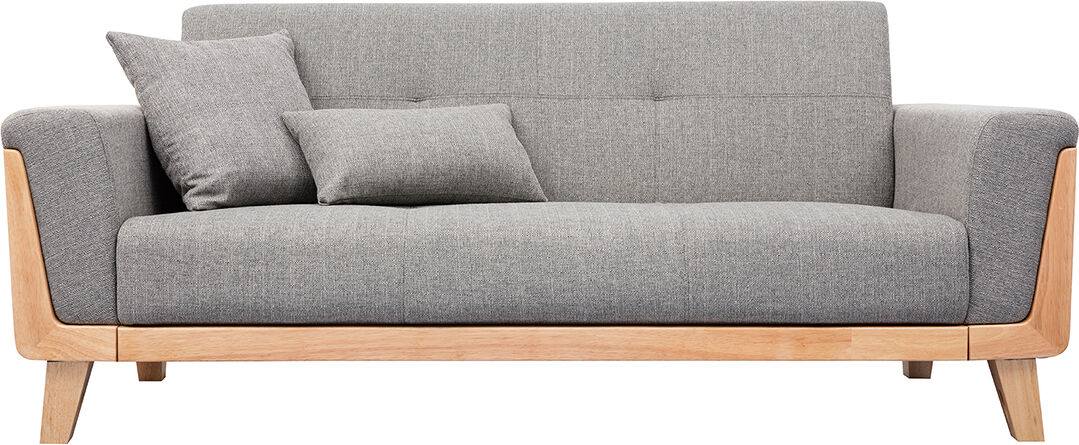 Miliboo Design-Sofa 3 Plätze Hellgrau Holzbeine FJORD