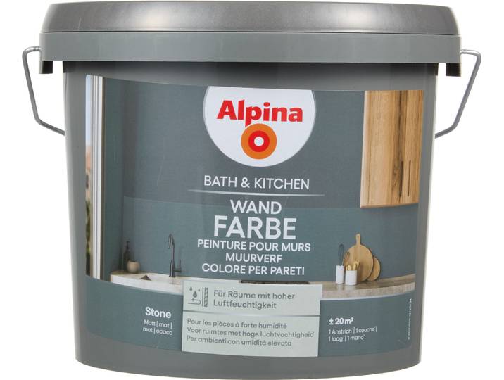 Alpina Wandfarbe Bath & Kitchen Stone Grau 2.5 l Matt