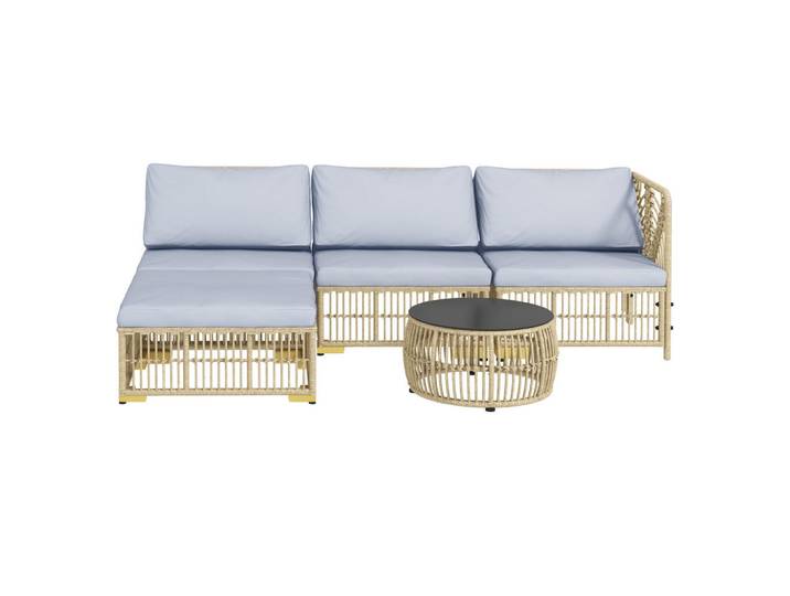 Outsunny Gartenmöbel Set, PE Rattan, Beige+Grau, Beige, Grau, Kunststoff, Gartenmöbel, Gartengarnituren, Gartenmöbel-Sets