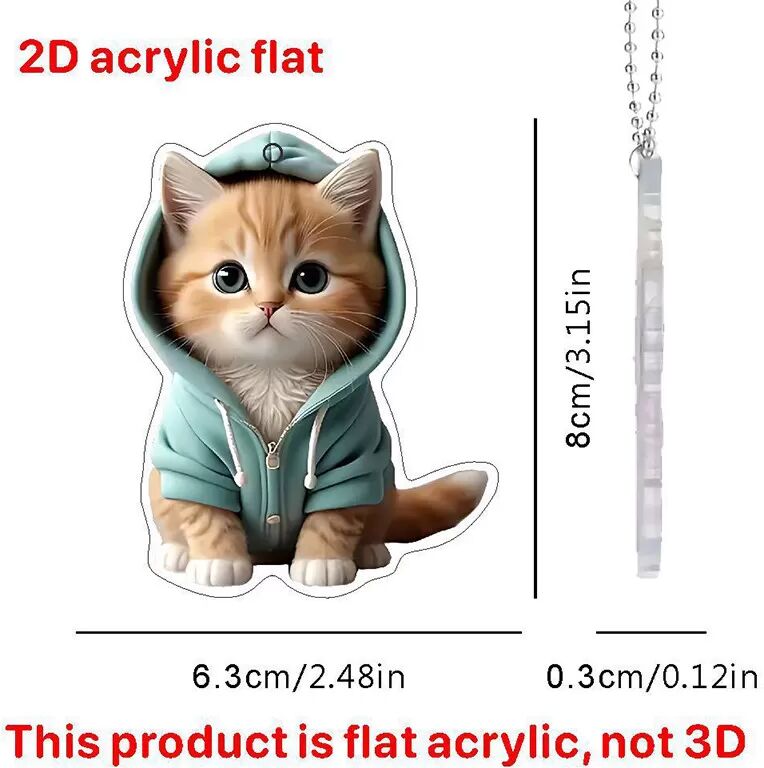 INF Acryl-Schlüsselanhänger mit Katze, süßer Cartoon-Katzen-Taschenanhänger für Autodekoration Gelb