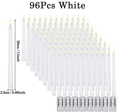 Inspire Select Flameless LED Taper Candles With Remote 3D Flickering Battery Operated Candles For Home & Event Decor white 96pcs