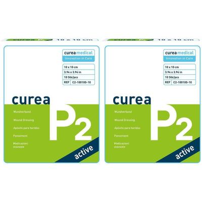 Curea P2 active superabs.Wundaufl.10x10 cm x2 2x10 St Kompressen