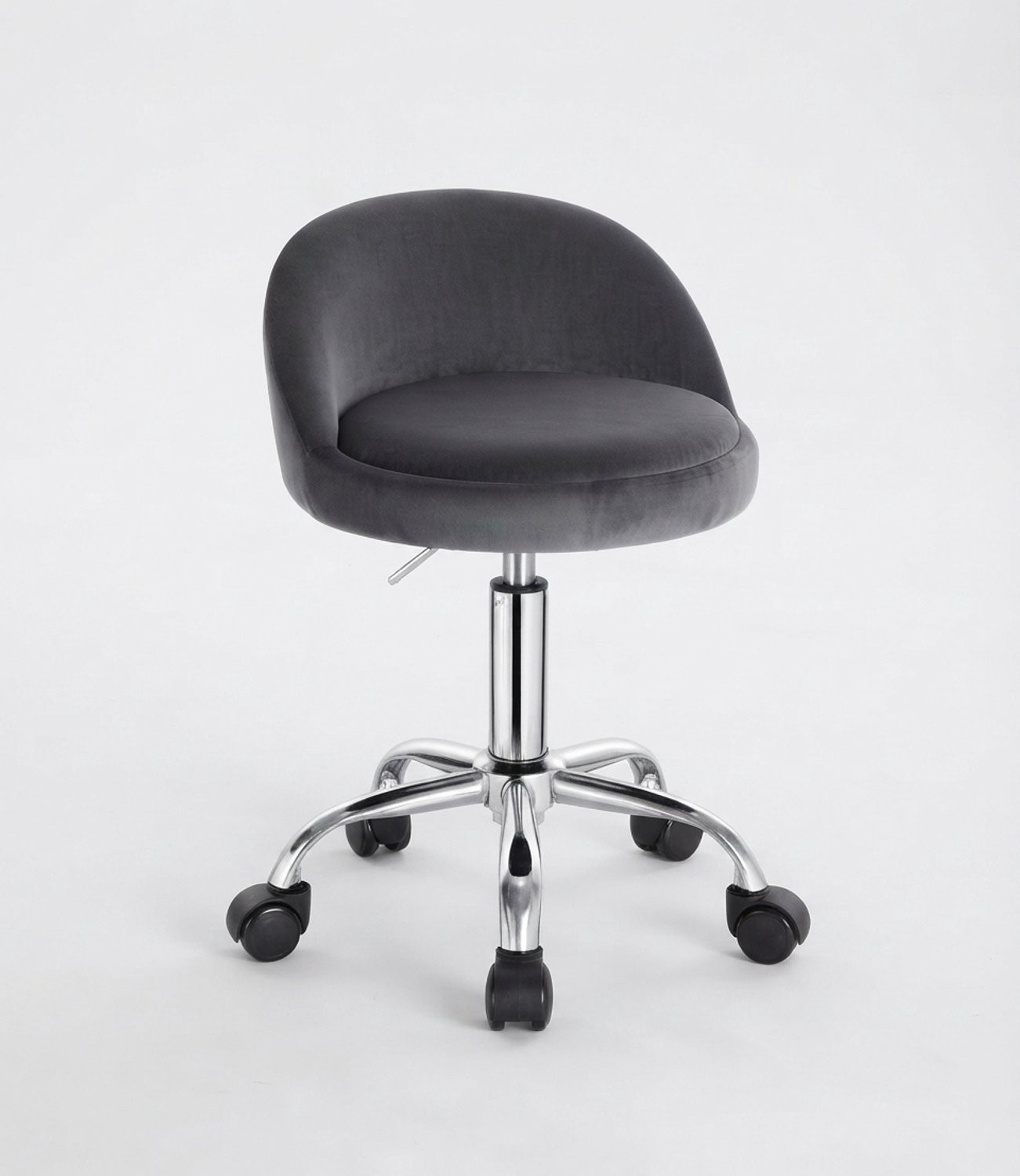 Klarven Kantoorstoel Fluweel donkergrijs - Ergonomische Bureaustoel op Wieltjes met Verstelbare Hoogte