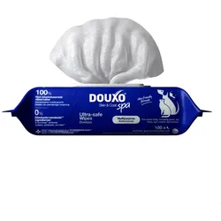 DOUXO Skin & Coat SPA Reinigungstücher, 100 Stück ultra-sichere Multifunktionstücher für Hunde und Katzen