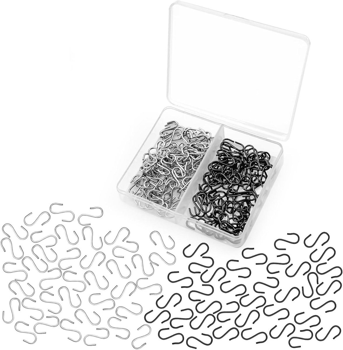 Allecto Plus 150 stuks Mini S-vormige Haken voor Handwerk en Sieraden - Zilverzwart
