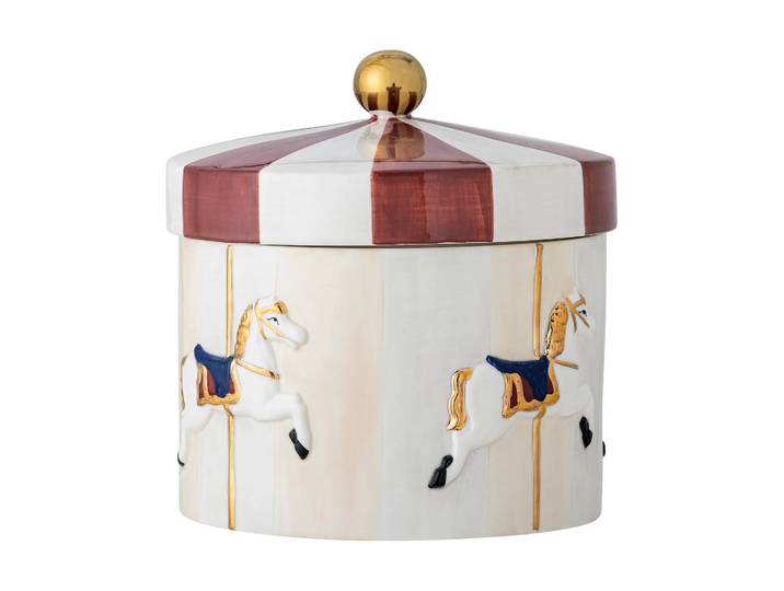 Bloomingville Bocal avec couvercle Merry-go-round Ø19,5x20,5 cm Rouge-blanc