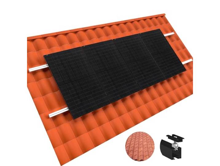 2x doitBau Basis-Montageset Klickfix Ziegeldach schwarz für Solarmodule Schrägdach Ziegel Pfannen Ton Keramik Beton befestigen Photovoltaik Halterung Befestigung PV Set Modul Dach Solar Anlage