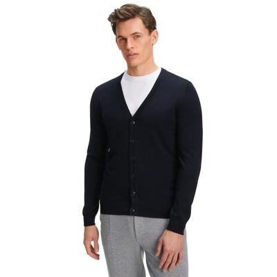 Cardigan FALKE "Pure Merino Wool", Herren, Gr. L, night sky (6437), Strickjacken
