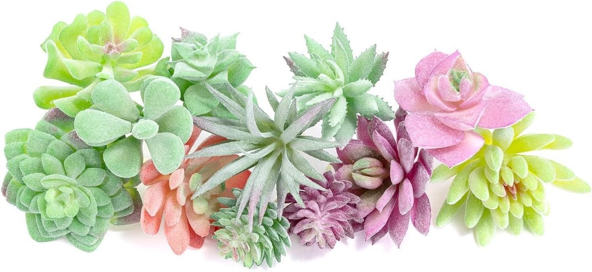 Set van 12 ultra realistische kunstmatige vetplanten voor decoratie - Groen