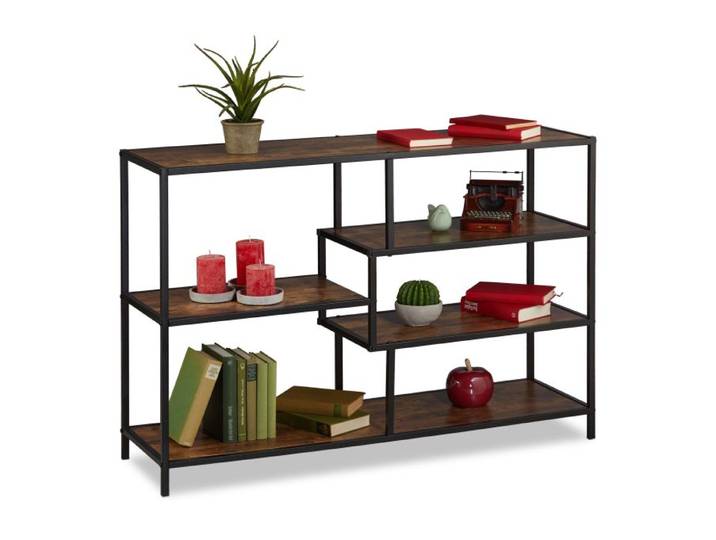 Relaxdays Lage boekenkast met industrieel design
