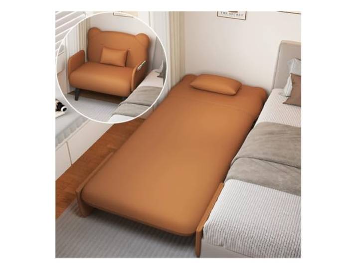 GRRICEPL 3-in-1-Schlafsofa/Schlaf-Sessel für Erwachsene Material In Lederoptik (kratzfest Gegen Katzenkrallen) + Rahmen Aus KohlenstoffstahlRückenlehne(Brown/B,90x29x180 cm)