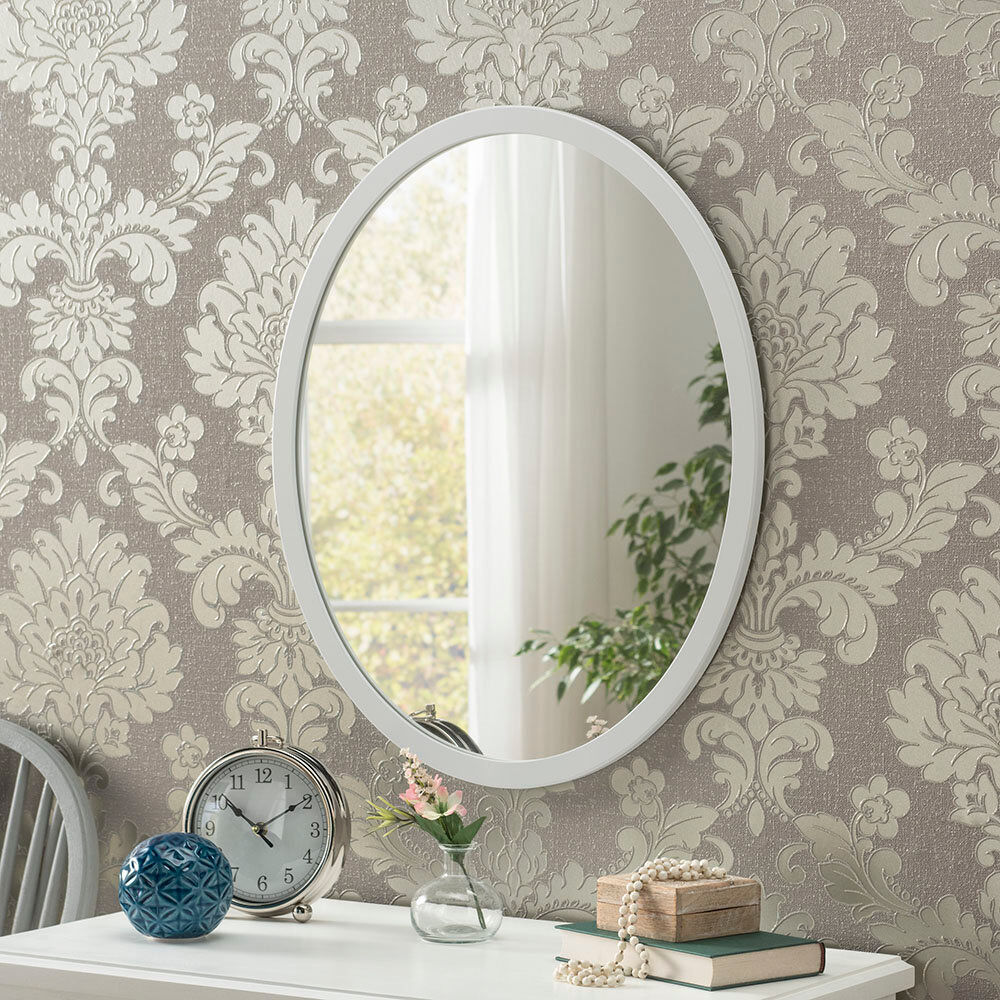Zipcode Design Maureen Oval Wall Mirror White 44.5cm H x 34.3cm W