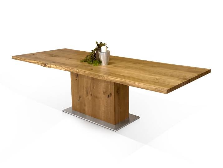 KOLOSS Esstisch nach Maß, Material Massivholz / Edelstahl