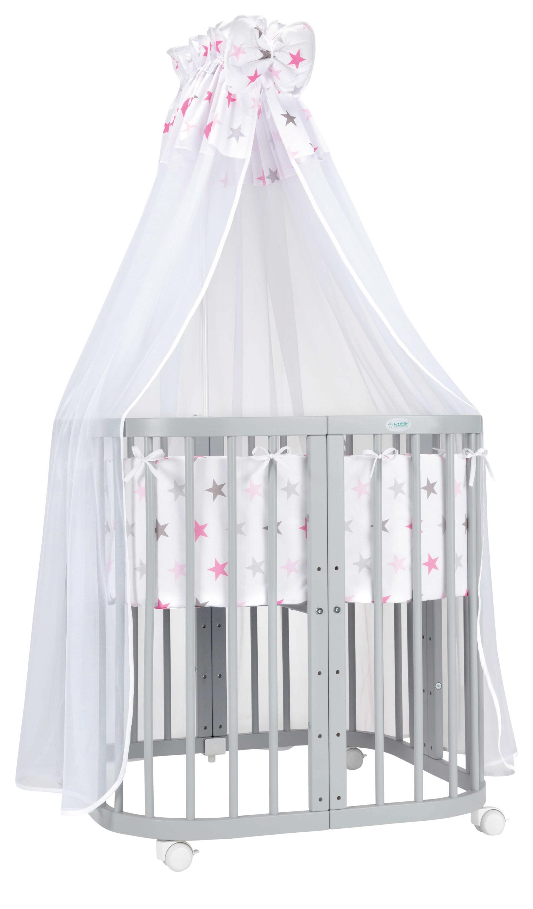 Stoffe Sterne pink,Holz Grau