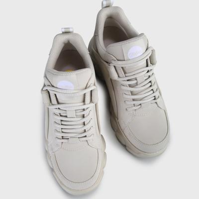 Plateausneaker BUFFALO "CORIN", Damen, Gr. 39, Textil, beige (hellbeige), Lederimitat, Schuhe Plateausneaker, Schnürschuh, Freizeitschuh, Ugly Sneaker mit typischer Plateausohle