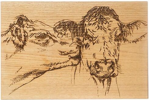 Selbrae House Just Slate Company Kissing Cows 30cm Oak Serving Board