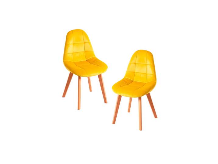 2er Set Kelen Samt Stühle - Gelb
